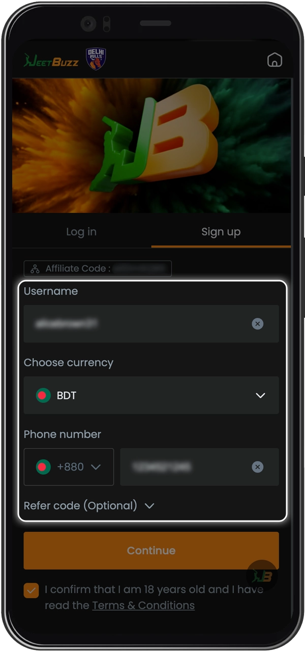 Read the instructions on how to fill in all the required fields when registering on JeetBuzz.